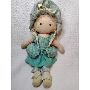 Vintage 70's Holly Hobbie Hobby Rag Doll 12" Knickerbocker Decor Bedroom Prarie